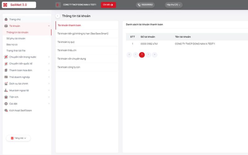 Kiểm tra tài khoản Ngân hàng SeABank tại SeANet